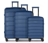 d&n South Dakota 4 wheels Suitcase set 3-piece with expansion pleat blue