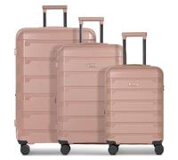 d&n South Dakota 4 wheels Suitcase set 3-piece with expansion pleat rose gold