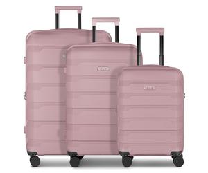 d&n South Dakota 4 wheels Suitcase set 3-piece with expansion pleat rose gold