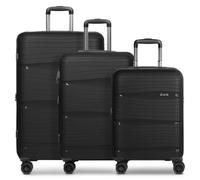 d&n Travel Line 4300-Plus 4 wheels Suitcase set 3-piece with expansion pleat black