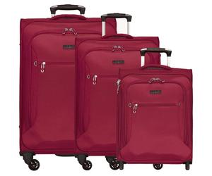 d&n Travel Line 6400 2-4 Roll Suitcase Set 3pcs. red