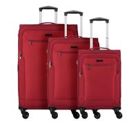 d&n Travel Line 6804 4 Roll Suitcase Set 3pcs. red