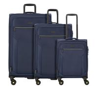 d&n Travel Line 9704 4 wheels Suitcase set 3-piece with expansion pleat blue
