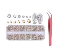 D Nail Rhinestones - 1440 Pcs Flat Back AB Crystal Rhinestones for Nail Art, Face, Eye Makeup & Craft
