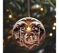 D Nativity Christmas Tree Ornaments - Acrylic 3D Nativity Scene Hanging Ornament, Religious Birth Of Jesus Christian Home Decoration