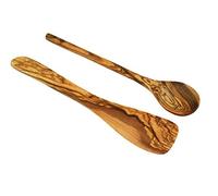 D.O.M. 1 Wooden Spoon and 1 Spatula Made of Olive Wood