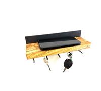 D.O.M. Die Olivenholz Manufaktur Key Holder with Mobile Phone Shelf, Modern Wooden Wall Organiser with Key Hook, Entryway Organiser