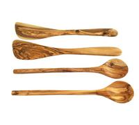 D.O.M. Die Olivenholz-Manufaktur 4-Piece Olive Wood Spoon Set, Natural and Unique