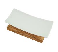 D.O.M. Soap Dish Porcelain Olive Wood