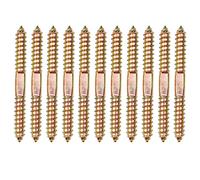 D-Orange 10 Pcs Double Head Ended Wood to Wood Screws Plating Self-Tapping Thread 78mm*8mm for Furniture Fixing Dowel Woodworking Connector