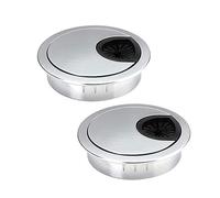 D-Orange 2 Pieces Cable Grommet Metal Cable Pass 56mm Hole Cover Grommet Zinc Alloy Cable Cover Cable Box for Computer Table Office Silver
