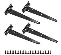 D-Orange 4 Pack Heavy Duty Tee Hinges - 8 Inch Metal Door, Shed, Fence & Garden Hinges with 28Pcs Screws - Black