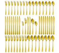 D.Perlla Cutlery Set for 8, 48-PCS Gold Utensil Set with Steak Knives Home | Food-Grade Stainless Steel,Rust Resistant,Mirror Polished,Heavy Duty,Dishwasher Safe,Include Spoons Forks for Everyday Dining