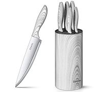 D.Perlla Knife Set, 6 Pieces Kitchen Knife Set with Detachable Round Upright Knife Cylinder, Stainless Steel Knife Set with Marble Pattern Handle, Modern & Stylish, for Easy Cleaning and Drying