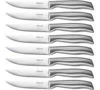D.Perlla Steak Knives Sraight Edge of 8, Stainless Steel Steak Knife Set with Sharp Non-Serrated Edge, Ergonomic Non-Slip Handle