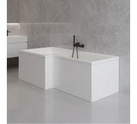 D Pro T Bathrooms 1500mm Left Hand L Shaped Bath With Front And End Panel High Gloss White 6mm Acrylic Ce En14516 Certified