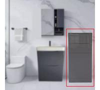 D Pro T Bathrooms 350mm Slimline High Gloss Grey Bathroom Cabinet 1200mm Tall, Floor Standing, Soft Close Drawers & Door