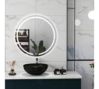 D Pro T Bathrooms 800mm Round Led Bathroom Mirror With Demister Pad Copper-Free Silver, Front-Lit, Slim Profile