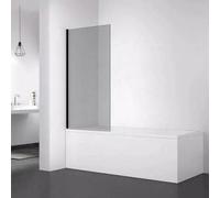 D Pro T Bathrooms Black Tinted Bath Shower Screen Folding Glass Panel 800mm By 1400mm With Black Profile