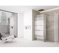 D Pro T Bathrooms White Print Shower Wetroom Screen 700mm With 700mm End Panel And Flipper Chrome Trim
