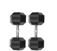 D PRO T Hex Dumbbells 2 of 10 kgs Weights Rubber Encased Sets, Hexagonal Gym Sold As A Pair (10 kgs (pair))