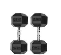 D PRO T Hex Dumbbells 2 of 12.5 kgs Weights Rubber Encased Sets, Hexagonal Gym Sold As A Pair (12.5 kgs (pair))