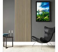 D Pro T Homeware Acoustic Wall Panel Washed Oak 3D Timber Oak Slatted - 2400X600 - Natural Decor