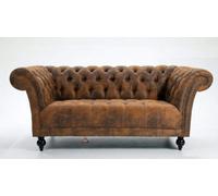 D Pro T Homeware Brown 1.5 Seater Handmade Pu- Leather Chesterfield Sofa Armchair Settee