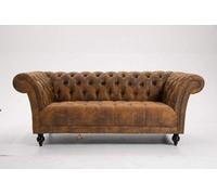D Pro T Homeware Brown 2 Seater Handmade Pu- Leather Chesterfield Sofa Armchair Settee