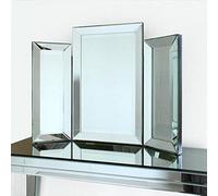 D Pro T Homeware Dressing Table Mirror Tri-Fold, Beveled Venetian Glass, Free-Standing Bedroom Vanity 3-Way