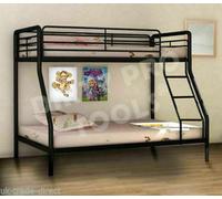 D Pro T Homeware Triple Sleeper Bunk Bed Black Metal Frame, Single Over Double, Kids & Adults
