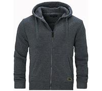 D-Project Mens Padded Borg Fleece Sherpa Lined Full Zip Up Hoodie Sweatshirt Jacket M L XL XXL (Grey, L)
