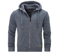 D-PROJECT Mens Padded Borg Fleece Sherpa Lined Full Zip Up Hoodie Sweatshirt Jacket (MEDIUM, LIGHT GREY)