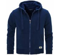 D-Project Mens Padded Borg Fleece Sherpa Lined Full Zip Up Hoodie Sweatshirt Jacket S M L XL (Navy, XL)
