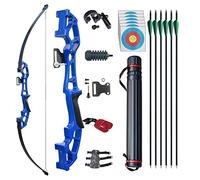 D&Q Archery Set Adult Bow and Arrow Set Adult Takedown Recurve Bow Hunting Bow Target Practice Competition Survival Longbow Right Hand 50" 30lbs, 40lbs with 6pcs Mixed Carbon Arrow