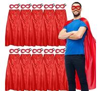 D.Q.Z Bulk Superhero-Capes and Masks for Adults Super Hero Costume Women Men Group Halloween Team Spirit Party,10 Pack, Red, 140cm*90cm