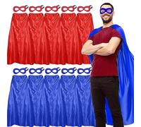 D.Q.Z Bulk Superhero-Capes and Masks for Adults Super Hero Group Costume Dress Up Team Building Halloween Party,10 Pack, Blue Red, 140cm*90cm