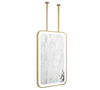 d Recle LED Hanging Bathroom Mirror - Wall Decor Floating Vani Shaving Mirror with Ceiling-Mounted Boom, Easy Assembly (50cm x 70cm) - Perfect for Modern Bathrooms