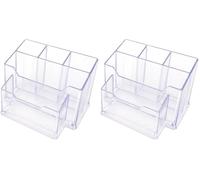 D.RECT 0080 Acrylic Pen Holder Table Organiser Desk Pen Holder Multifunction Organiser Transparent (Pack of 2)