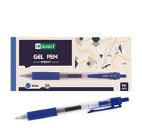 D.RECT 0907 Pack of 12 | Gel Pens Retractable Gel Pens Fine Tip | Rubberised Grip Blue