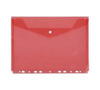 D.RECT 110544 Document Folder Wallets for Filing with Press Stud and Euro Holes Polypropylene A4 Transparent Red