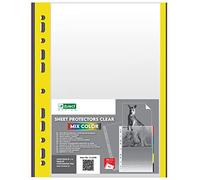 D.RECT 25-Piece Punched Pockets - A4 Plastic Sleeves, 5 Colours - Polly Pockets 75 µm Thickness: 0.075 mm - PP Plastic Wallets, Crystal Clear