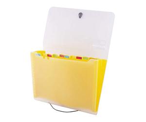 D.RECT 5540 Sorter Pouch | Document Sorter, School, Alphabetical | Expandable Document Pockets | 12 Compartments | School, Office, Home | A4 | Yellow
