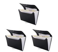 D.RECT 5590 - A4 12-Pocket Expandable Folder | Expandable Binder Documents | Accordion Binder Pockets Briefcase | Perfect for Office, School and Home | Black (Pack of 3)