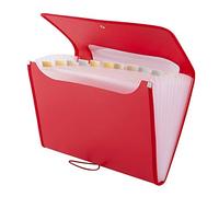 D.RECT 5590 - A4 12-Pocket Expandable Folder | Expandable Binder Documents | Accordion Binder Pockets Briefcase | Perfect for Office, School and Home | Red
