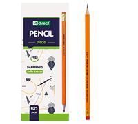 D.RECT 7405 HB Wooden Pencil with Eraser Pack of 50 Pre-Sharpened Pencils