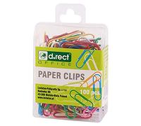 D.RECT A'100 Coloured Paper Clips 28 mm in Plastic Box, Multicolor, 7129