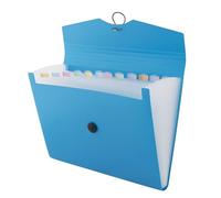 D.RECT A4 Document File Folder - 12-Pocket Organizer with Colour Labels - Blue PP Storage Folder with Elastic Closure - Durable Expanding File for School, Office & Home