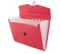 D.RECT A4 Document File Folder - 12-Pocket Organizer with Colour Labels - Red PP Storage Folder with Elastic Closure - Durable Expanding File for School, Office & Home