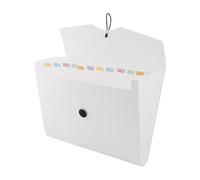 D.RECT A4 Document File Folder - 12-Pocket Organizer with Colour Labels - White PP Storage Folder with Elastic Closure - Durable Expanding File for School, Office & Home